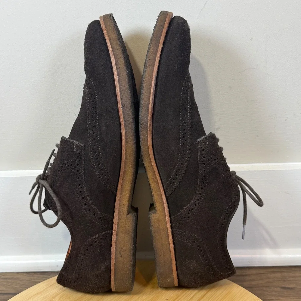 Peter Millar Wingtip Oxford Mens 11.5 Brown Suede Crepe Gum Sole Quiet Luxury